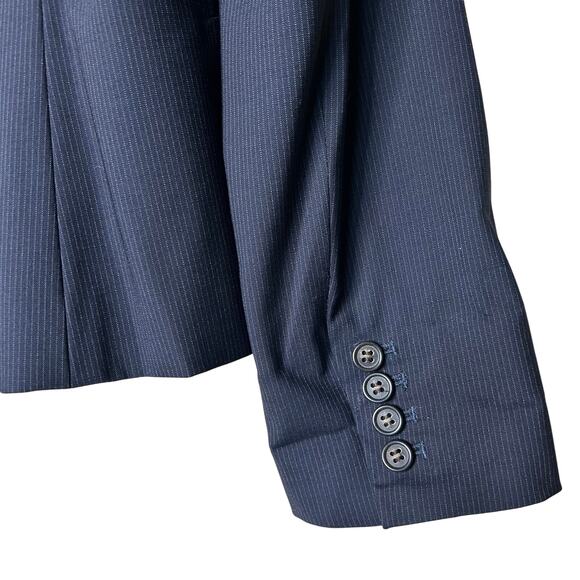 J Crew Blazer Size 10 Wool Navy Pinstripe Career Collegiate Academia Preppy - Picture 7 of 8